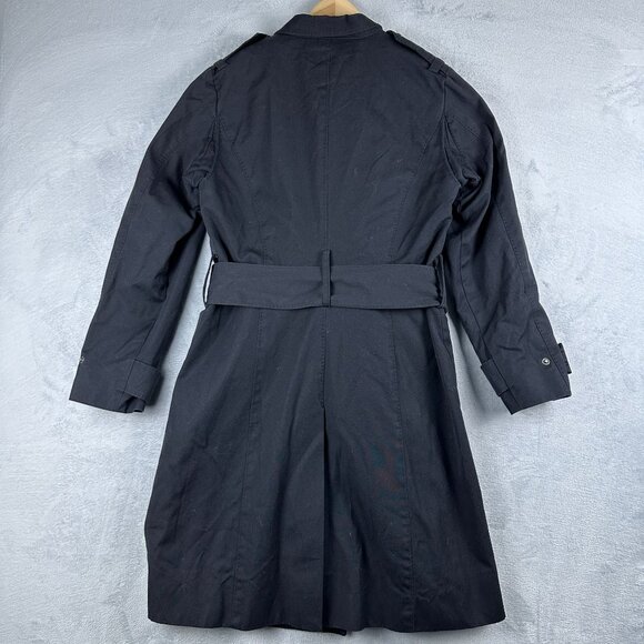 Express Womens Trench Coat Size 5/6 Quilted Belt Y2K Double Breasted Black - Picture 3 of 12